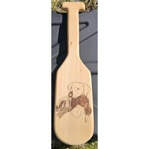 Hand Crafted Wood Burned By Hand NO Laser, Dog/Duck Theme Small 4x16 Wood Paddle